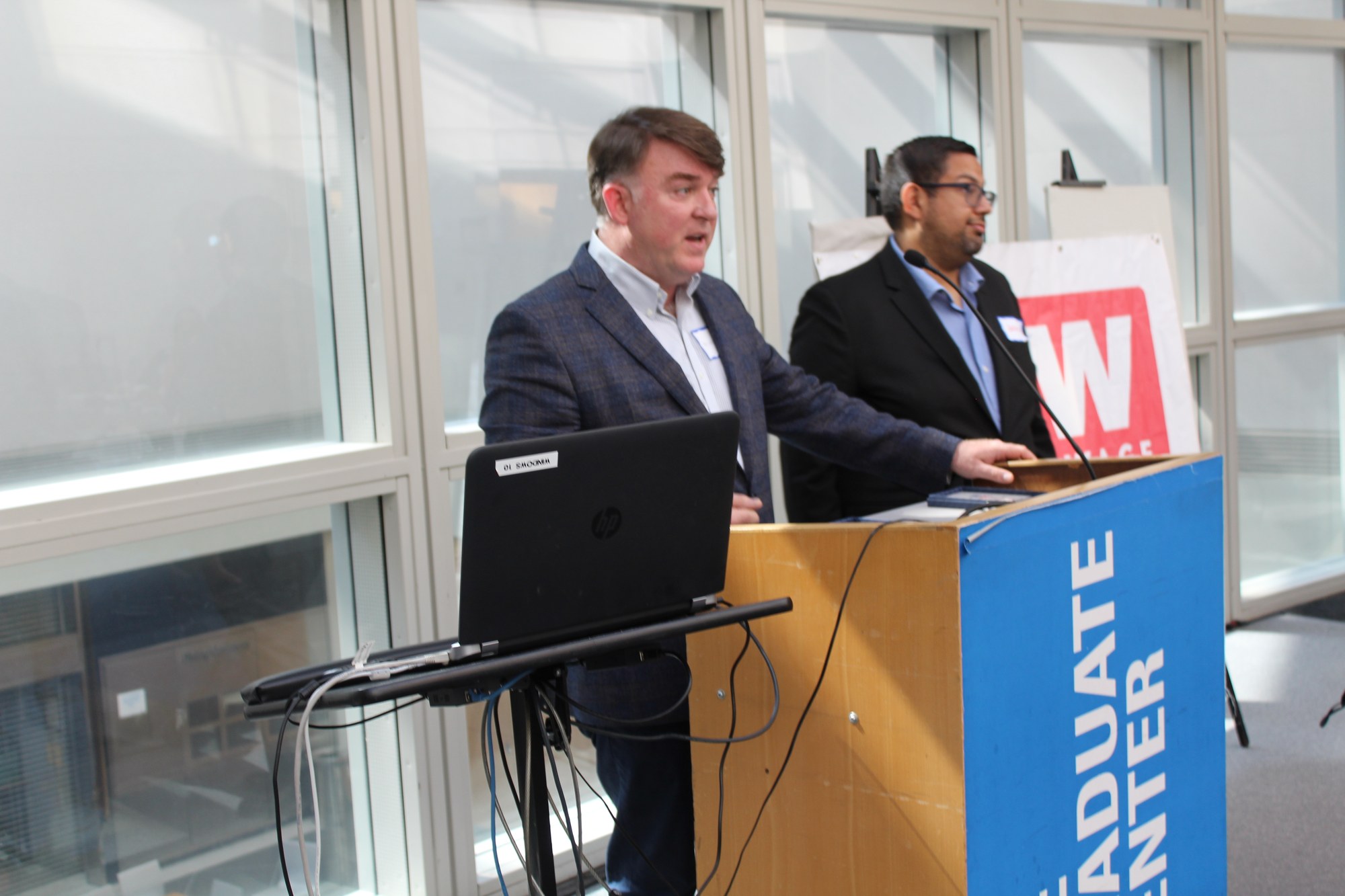 Michael Fuquay, owner of The Queensboro in Queens, NY, speaking at an OFW High Road event